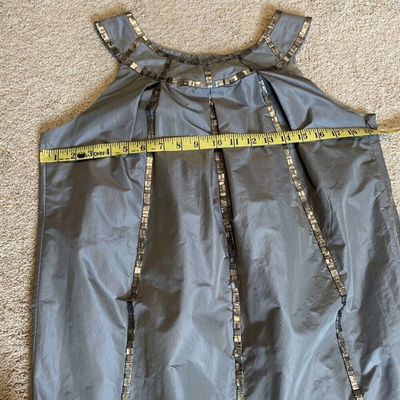 Adampluseve Adam Lippes Satin Sleeveless Dress Womens 8 Metal Tiles Whimsygoth - Picture 7 of 11
